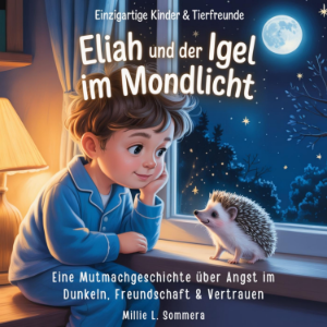 Eliah und der Igel im Mondlicht